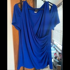 Low Cut Blue Torrid Blouse 1X